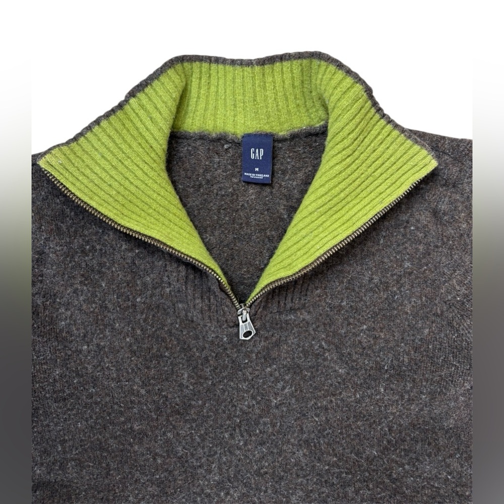 GAP Zip-Up Sweater in Brown/gray and Green trim